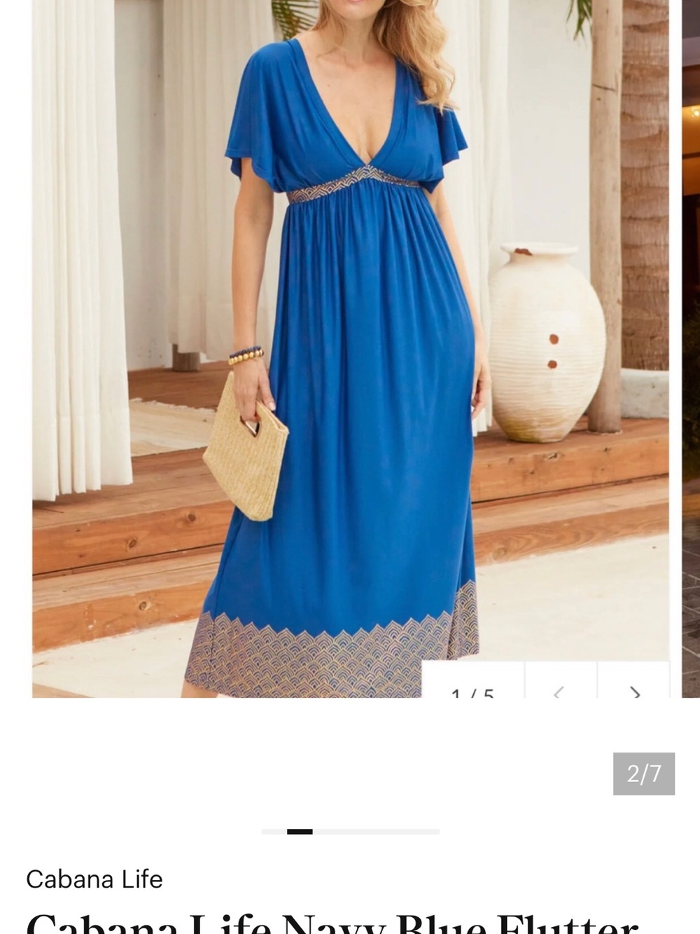 Cabana Life Blue Maxi Dress with flutter sleeve - Picture 6 of 7